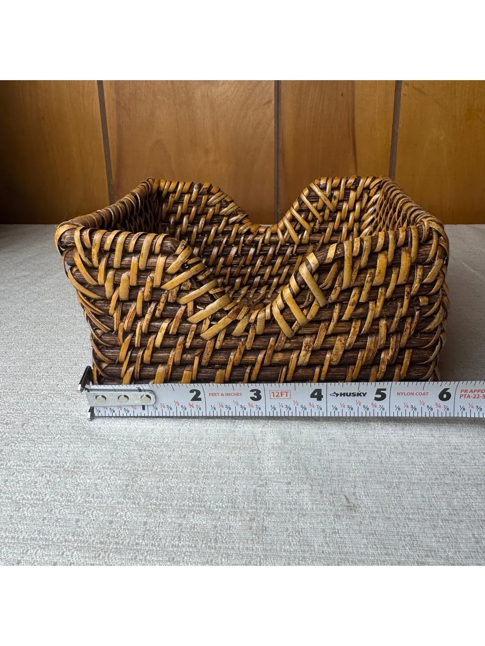 Vintage Wicker Napkin Holder Woven Rattan Basket Rustic Kitchen Table Decor